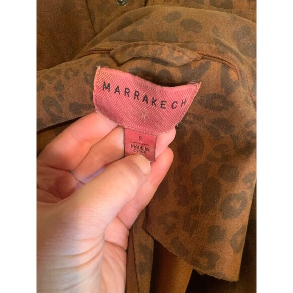 Marrakech Dark Brown Leopard Print Asymmetrical Zip-Up Moto Jacket, Size S - Picture 8 of 9